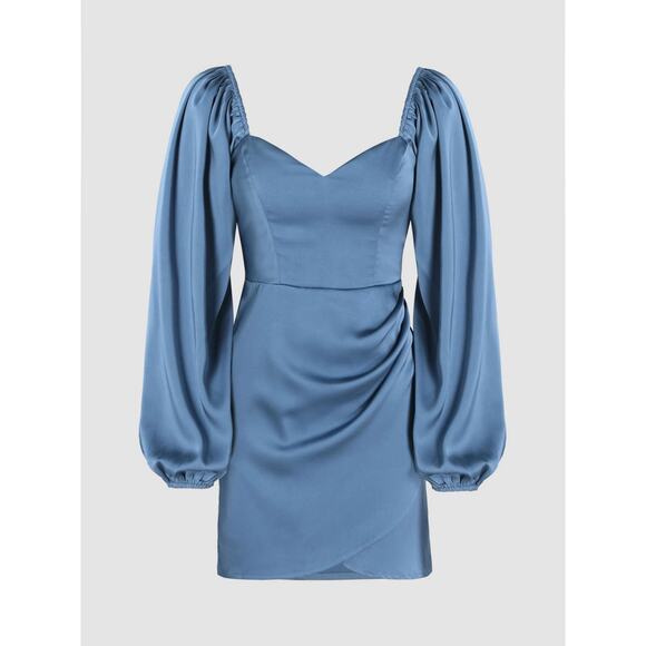 Cider Hoco Homecoming Dress Satin Ruched Long Sleeve Mini Sweetheart Neck 3XL - Picture 1 of 8
